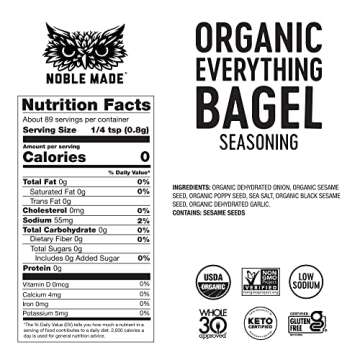 Noble Made Organic Everything Bagel Seasoning, Garlic, Onion, Sesame Blend, Keto, Gluten Free, Organ...
