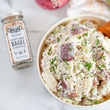 Noble Made Organic Everything Bagel Seasoning, Garlic, Onion, Sesame Blend, Keto, Gluten Free, Organic, Low Sodium, Popcorn Seasoning, 2 Glass Shakers