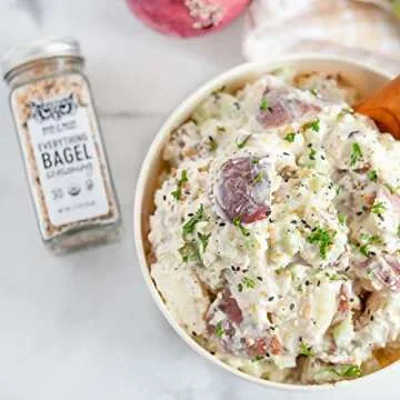 Noble Made Organic Everything Bagel Seasoning, Garlic, Onion, Sesame Blend, Keto, Gluten Free, Organic, Low Sodium, Popcorn Seasoning, 2 Glass Shakers