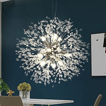 Goomavi Modern Firework Chrome Crystal Chandeliers, Sputnik Dandelion Chandelier Light Fixture Penda...
