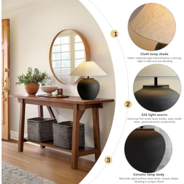 Rustic 21.6” Ceramic Table Lamp - Perfect for Any Room