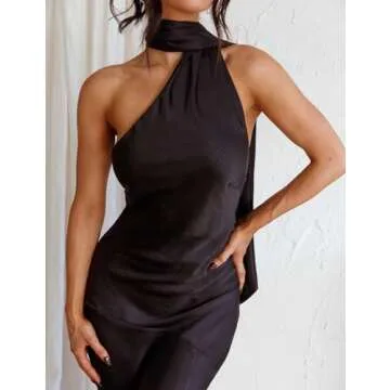 Elegant Satin Halter Dress for Weddings and Parties