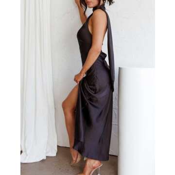 Elegant Satin Halter Dress for Weddings and Parties