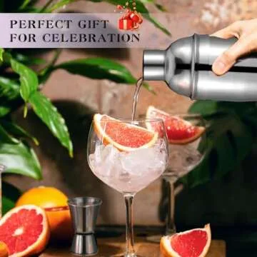 Cocktail Shaker Set, 6-Piece Mixology Bartender Kit Premium Shakers Bartending: Martini Shaker Jigger Mixing Spoon Muddler 2 Pourers Bar Tools Set with Built-in Bartender Strainer for Drink Shaker