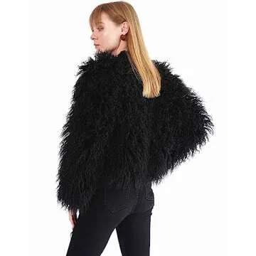 YUAKOU Women's Shaggy Faux Fur Jacket for Winter Style