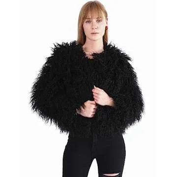 YUAKOU Women's Shaggy Faux Fur Jacket for Winter Style