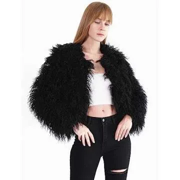 YUAKOU Women's Shaggy Faux Fur Jacket for Winter Style