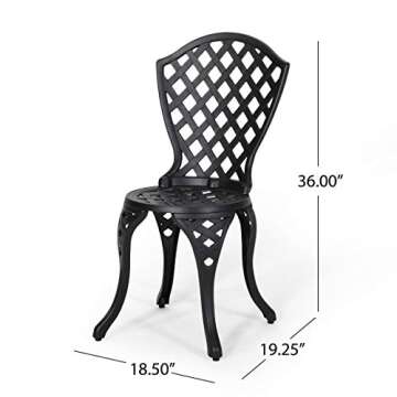 Christopher Knight Home La Sola Metal Outdoor Bistro Set, Black With Bronze