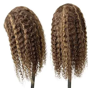 Ombre Human Hair Wigs 22Inch Deep Curly 13x4 HD Lace Front Wigs Honey Blonde to Brown 4/27 Virgin Hu...