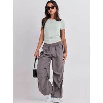 ANRABESS Women’s Short Sleeve Summer T Shirts Crew Neck Slim Fit Basic Tee 2025 Going Out Crop Tops Y2k Outfits Light Green Medium