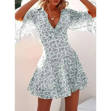 Eytino Women Floral Print Mini Dresses for Summer Style