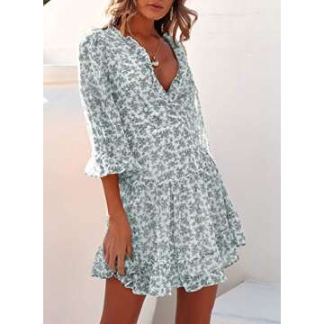 Eytino Women Floral Print Mini Dresses for Summer Style