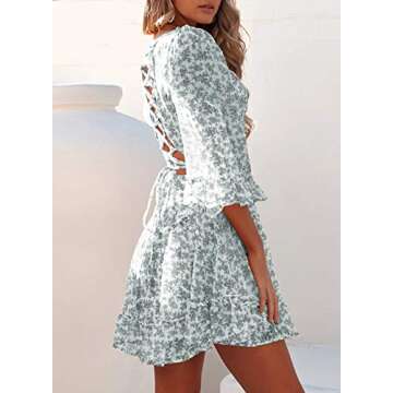 Eytino Women Floral Print Mini Dresses for Summer Style