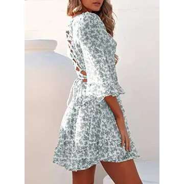 Eytino Women Floral Print Mini Dresses for Summer Style