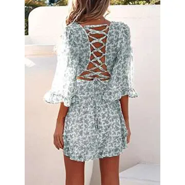 Eytino Women Floral Print Mini Dresses for Summer Style