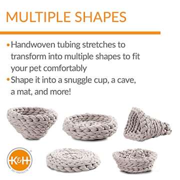 K&H Pet Products Knitted Cat Bed, Round Flexible Pet Bed Gray 17 X 4 Inches