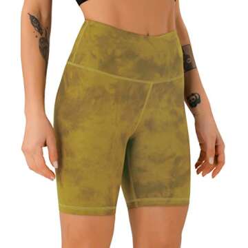 PERSIT Women's High Waist Print Workout Yoga Shorts with 2 Hidden Pockets, Non See-Through Tummy Con...