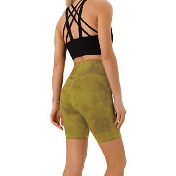 PERSIT Women's High Waist Print Workout Yoga Shorts with 2 Hidden Pockets, Non See-Through Tummy Control Athletic Shorts