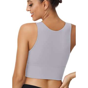 High Neck Sports Bra for Women Longline Full Coverage Sports Bras Medium Impact Padded Workout Crop Tops for Yoga Gym