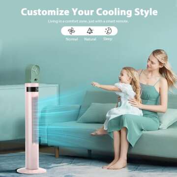 Antarctic Star Tower Fan Portable Electric Oscillating Fan Quiet Cooling Remote Control Standing Bla...