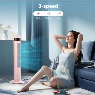 Antarctic Star Tower Fan Portable Electric Oscillating Fan Quiet Cooling Remote Control Standing Bladeless Floor Fans 3 Speeds Wind Modes Timer Bedroom Office(36 inch, Pink)