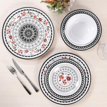 Gofunfun 12-Piece Unbreakable Melamine Dinnerware Set