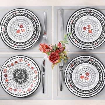 Gofunfun 12-Piece Unbreakable Melamine Dinnerware Set