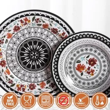 Gofunfun 12-Piece Unbreakable Melamine Dinnerware Set