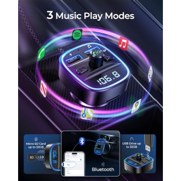 LENCENT T25 Bluetooth FM Transmitter with Dual USB Charging