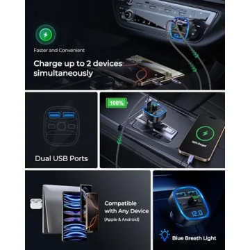 LENCENT T25 Bluetooth FM Transmitter with Dual USB Charging