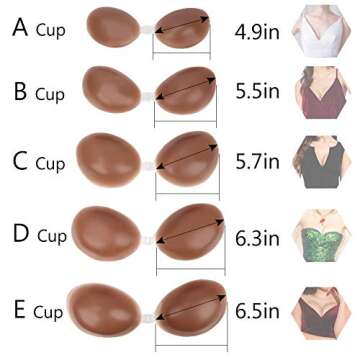 COFIT Adhesive Silicone Bra, Reusable Sticky Push-Up Bra Invisible Support for Backless Strapless Dress with Nipple Covers Caramel