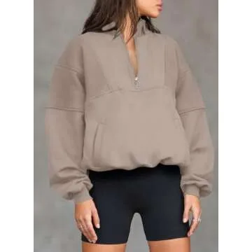 BLENCOT Oversized Half Zip Sweatshirt for Women Cozy Style