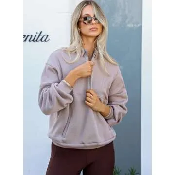 BLENCOT Oversized Half Zip Sweatshirt for Women Cozy Style