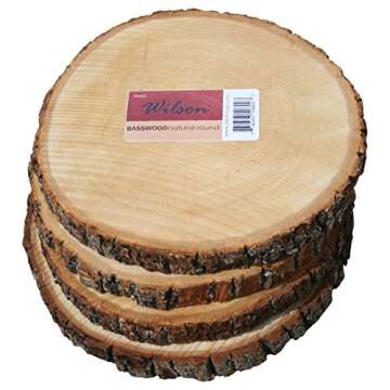 Wilson Basswood Round Rustic Wood Slice for Natural Décor, DIY Crafts (7-9") Set of Four