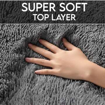 Ophanie 5x8 Grey Rugs for Living Room, Fuzzy Plush Soft Area Rug, Shaggy Carpets for Bedroom, Kids B...
