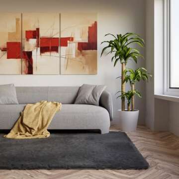 Ophanie 5x8 Grey Rugs for Living Room, Fuzzy Plush Soft Area Rug, Shaggy Carpets for Bedroom, Kids Boys Girls Dorm Nursery Home Decor Aesthetic