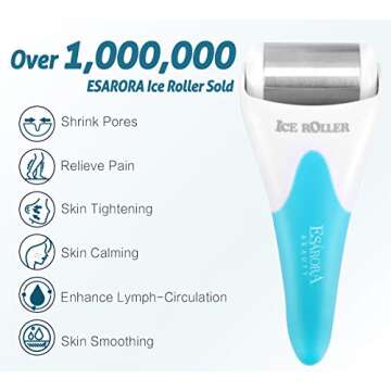 ESARORA Ice Roller for Face & Eye, Puffiness, Migraine, Pain Relief and Minor Injury, Skin Care Products, Blue