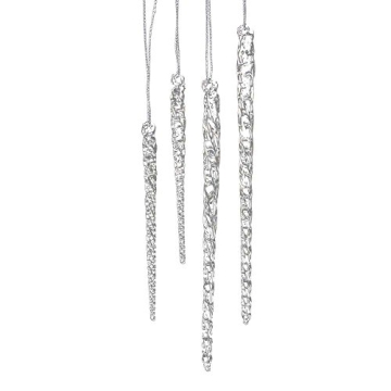 Kurt Adler 3-1/2-Inch-5-1/2-Inch Clear Glass Icicle Ornament Set of 24 Pieces (1)