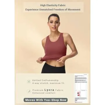 High Neck Sports Bra for Women Longline Full Coverage Sports Bras Medium Impact Padded Workout Crop Tops for Yoga Gym U-Misty Merlot