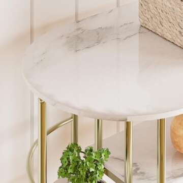 IDEALHOUSE Console Table, Sofa Tables Narrow Entryway Table with Storage and Shelves, 43.5” Behind Couch Table Hallway Table Modern Furniture for Living Room, Foyer, Bedroom (Gold)