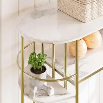 IDEALHOUSE Console Table, Sofa Tables Narrow Entryway Table with Storage and Shelves, 43.5” Behind Couch Table Hallway Table Modern Furniture for Living Room, Foyer, Bedroom (Gold)
