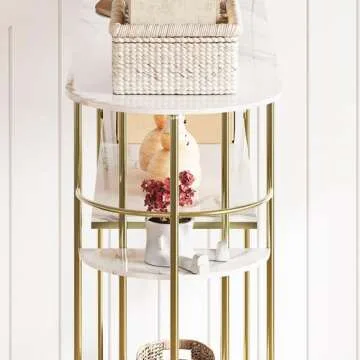 IDEALHOUSE Console Table, Sofa Tables Narrow Entryway Table with Storage and Shelves, 43.5” Behind Couch Table Hallway Table Modern Furniture for Living Room, Foyer, Bedroom (Gold)