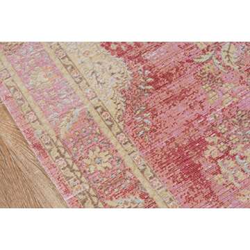 Momeni Rugs Isabella Traditional Medallion Flat Weave Area Rug, 2' X 3', Pink