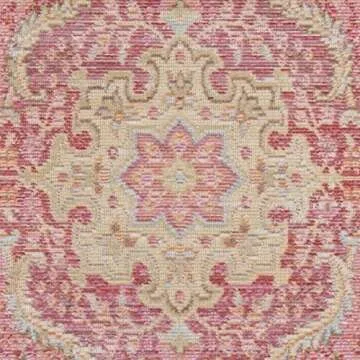 Momeni Rugs Isabella Traditional Medallion Flat Weave Area Rug, 2' X 3', Pink