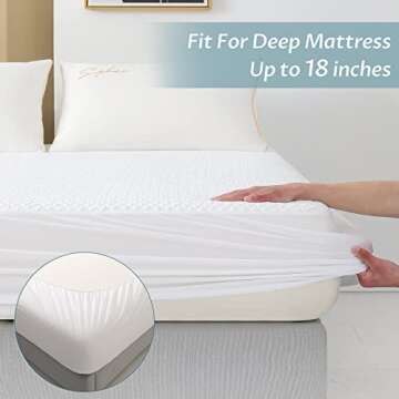 Reaks King Size Bed Waterproof Mattress Protector-Cooling Mattress Cover with Fitted Deep Pocket Up to 18''