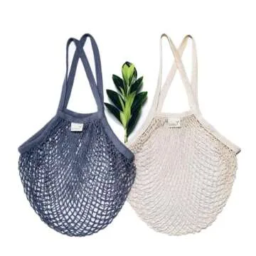 Reusable Grocery Net Bags, Cotton Mesh Tote, Farmer's Market Bags for Fruits and Vegetables, String ...
