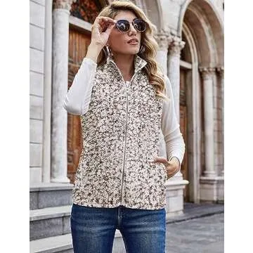 LOMON Women's Outerwear Vests Stand Collar Sleeveless Softshell Jacket with Pockets Hiking Vest Brown S