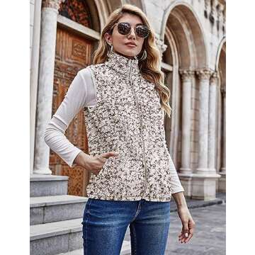 LOMON Women's Outerwear Vests Stand Collar Sleeveless Softshell Jacket with Pockets Hiking Vest Brown S