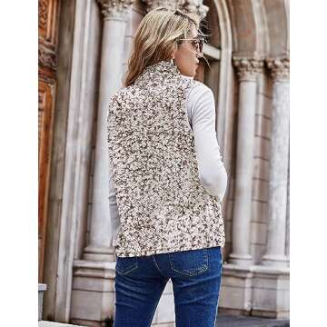 LOMON Women's Outerwear Vests Stand Collar Sleeveless Softshell Jacket with Pockets Hiking Vest Brown S