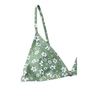 Floerns Women's Two Piece Bathing Suit Floral Print Triangle Bikini Swimsuit Green L
